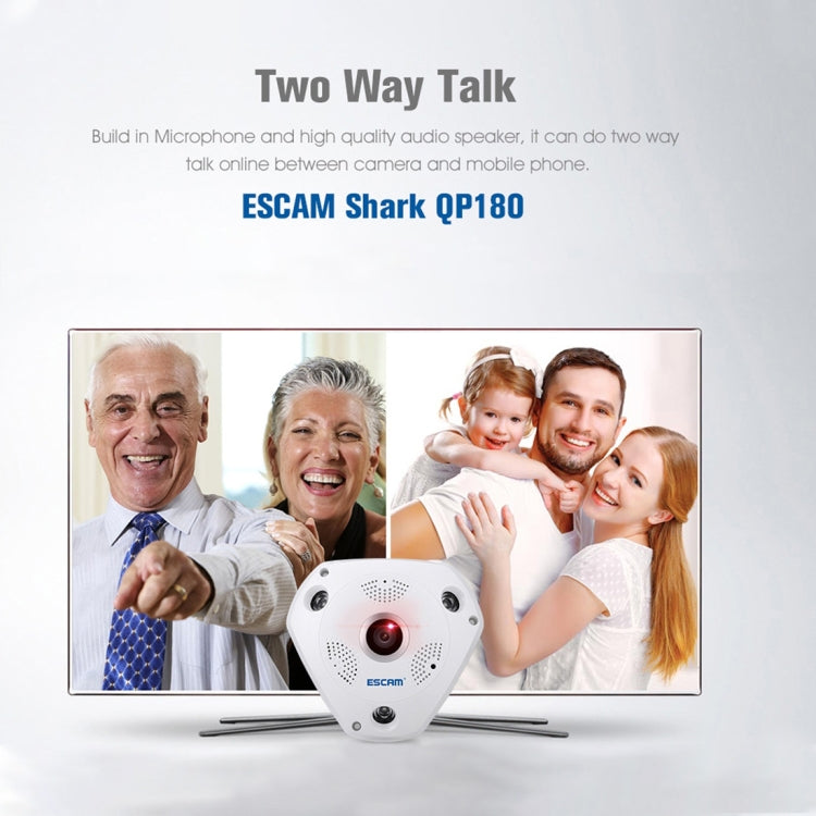 Escam Shark QP180 Camara IP Lente Ojo De Pez 360 Grados
