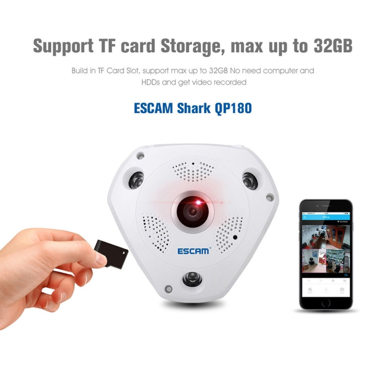 Escam Shark QP180 Camara IP Lente Ojo De Pez 360 Grados