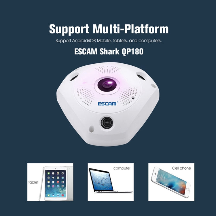 Escam Shark QP180 Camara IP Lente Ojo De Pez 360 Grados