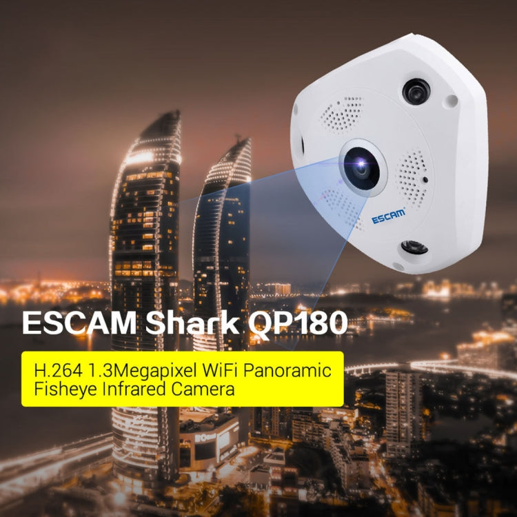 Escam Shark QP180 Camara IP Lente Ojo De Pez 360 Grados