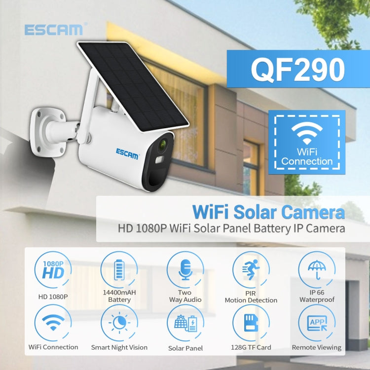 Escam QF290 Cámara IP Panel Solar 1080P WiFi Exterior Resistente