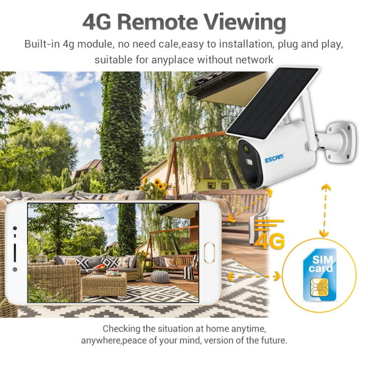 ESCAM QF490 Cámara IP Solar 4G HD 1080P Exterior IP66