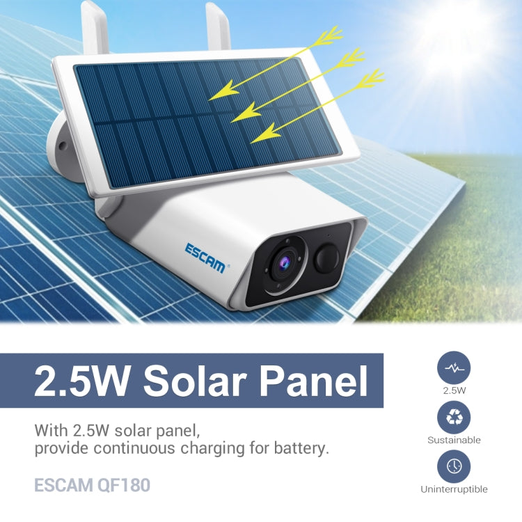 ESCAM QF180 Cámara IP Wifi Solar 3MP HD con Panel Ajustable Exterior