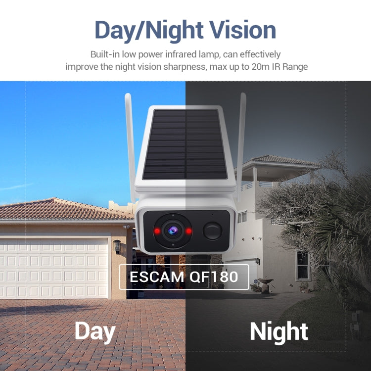 ESCAM QF180 Cámara IP Wifi Solar 3MP HD con Panel Ajustable Exterior