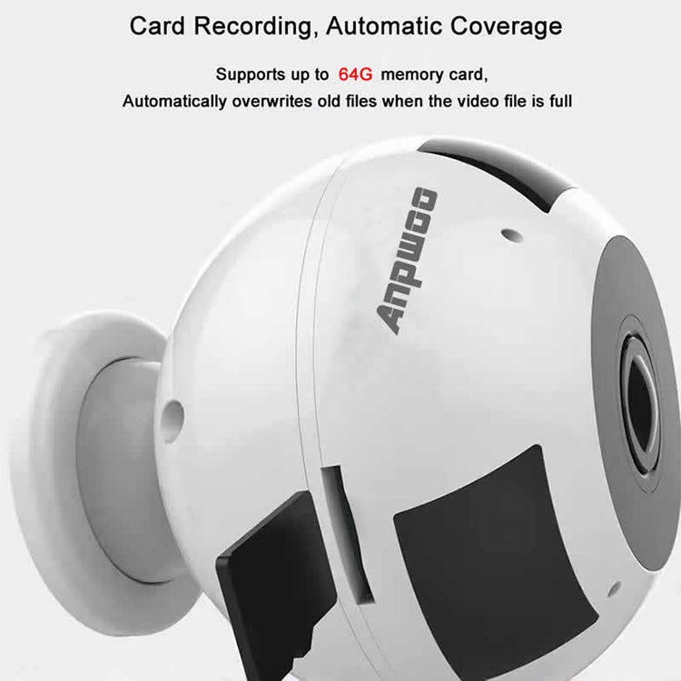 Anpwoo MN003 Cámara IP Panorámica 360 Grados WiFi 64GB