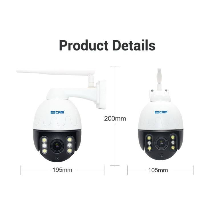 Escam Q5068 Cámara IP PTZ WiFi 5MP H265 4X Zoom Impermeable Exterior