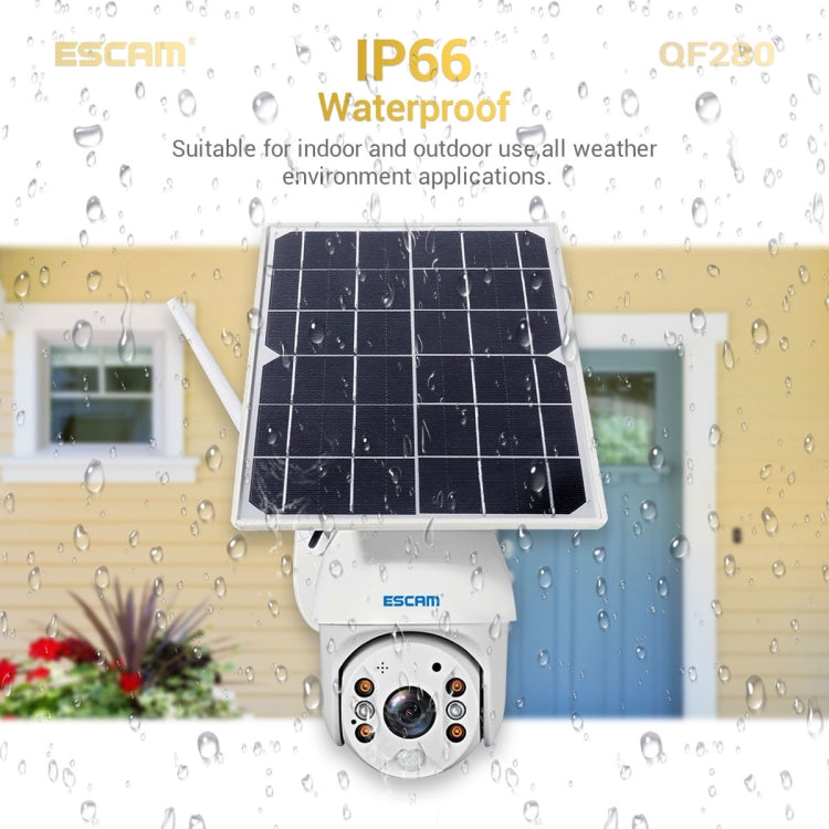 ESCAM QF280 Cámara IP PT Con Panel Solar WiFi 1080P