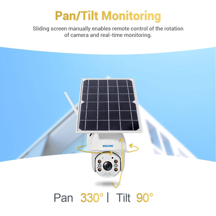 ESCAM QF280 Cámara IP PT Con Panel Solar WiFi 1080P
