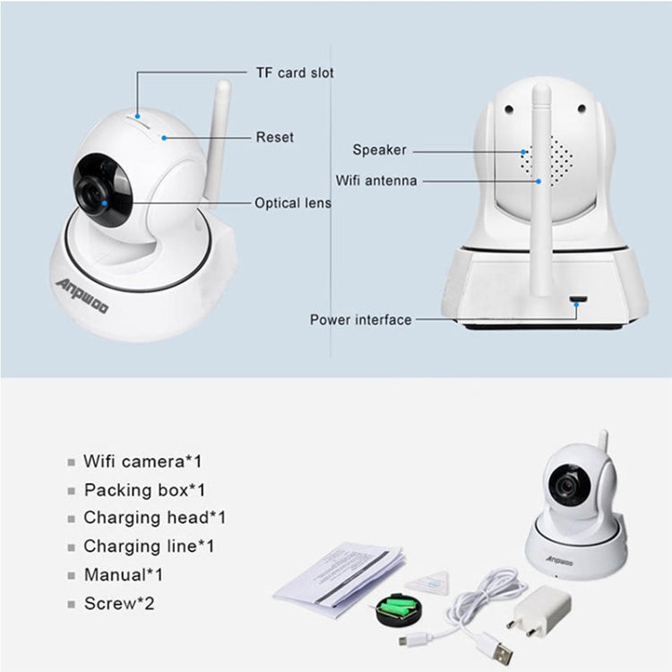 Anpwoo YT002W Cámara WiFi Inteligente Visión Nocturna