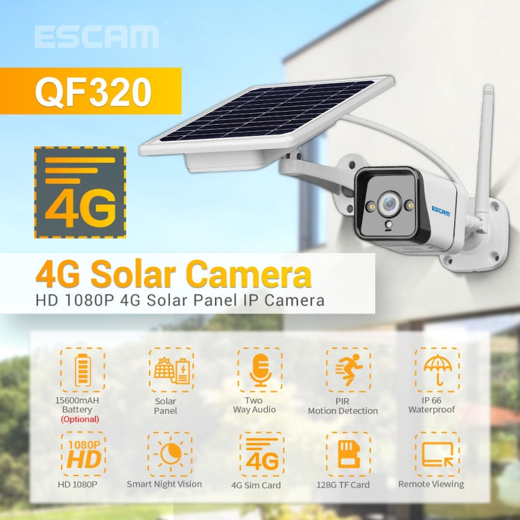 Escam QF320 Cámara IP Solar 4G Visión Nocturna PIR Exterior