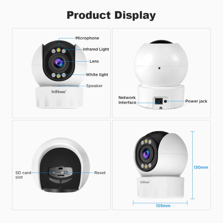 SriHome SH046 Cámara De Seguridad Para El Hogar FHD 4MP Garantía