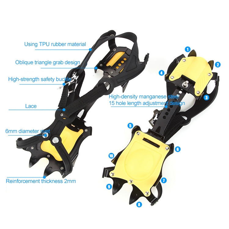 Aotu AT8701 Crampones para Nieve 10 Dientes Pinza de Hielo