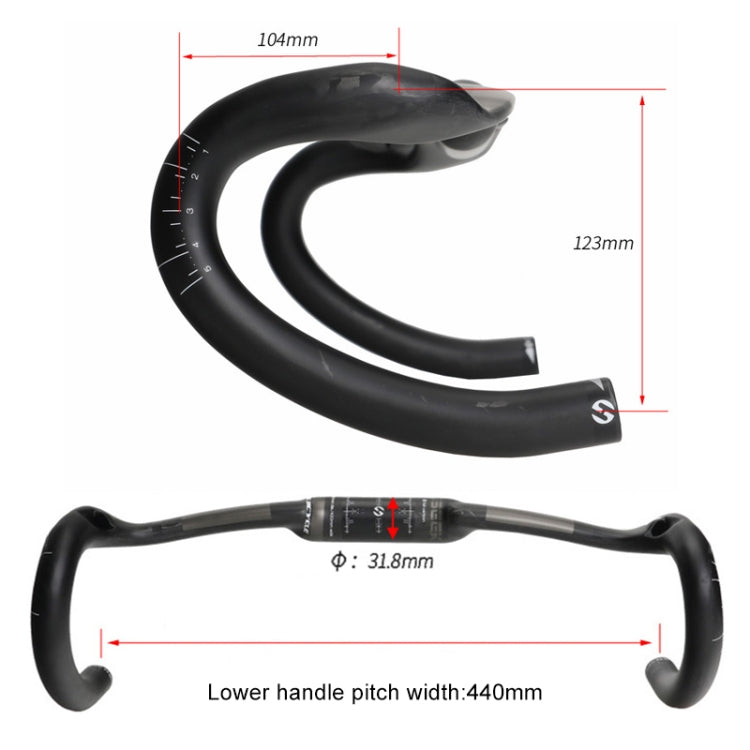 TOSEEK UD Manillar Carretera Fibra De Carbono 440mm