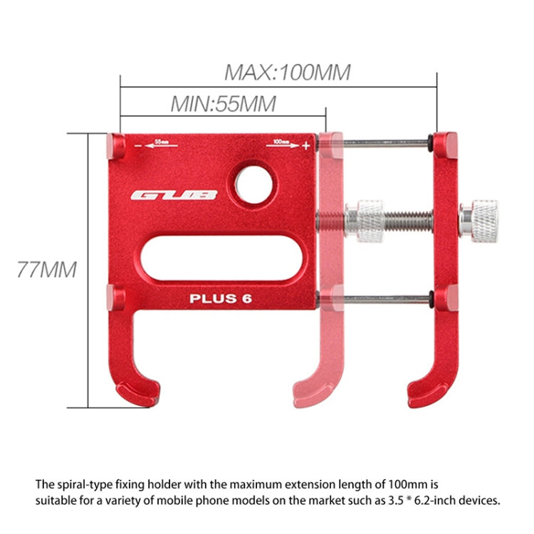 GUB Plus 6 Soporte Teléfono Bicicleta Aluminio 37.5mm