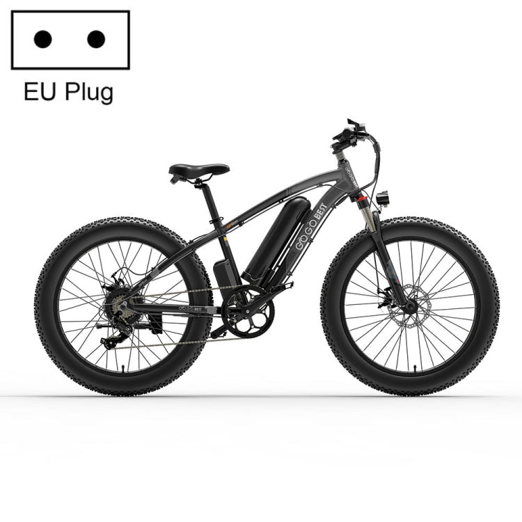 GOGOBEST GF600 Bicicleta eléctrica 1000W 26 pulgadas con enchufe UE negro gris