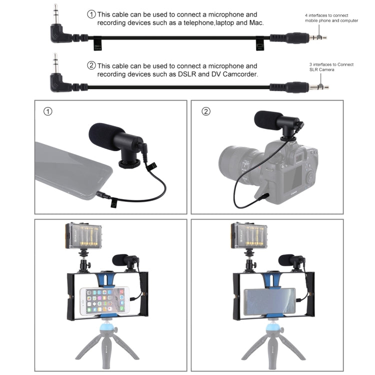 PULUZ 3en1 Vlogging LED Selfie Kit Teléfono Con Micrófono