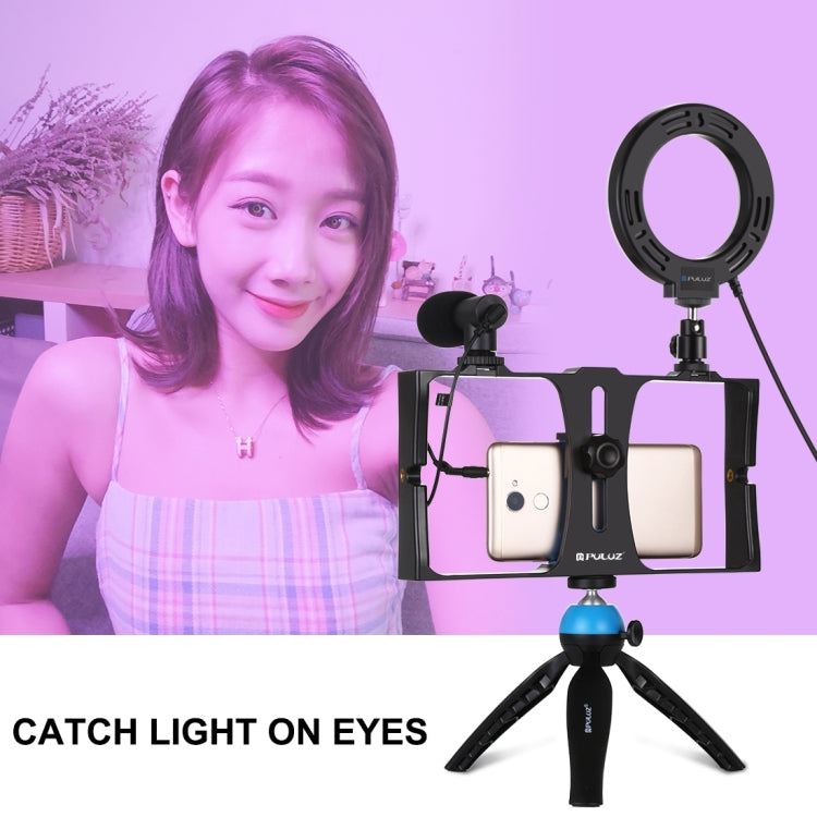PULUZ 4 en 1 Vlogging Kit para Smartphone Anillo RGBW 4,7 pulgadas