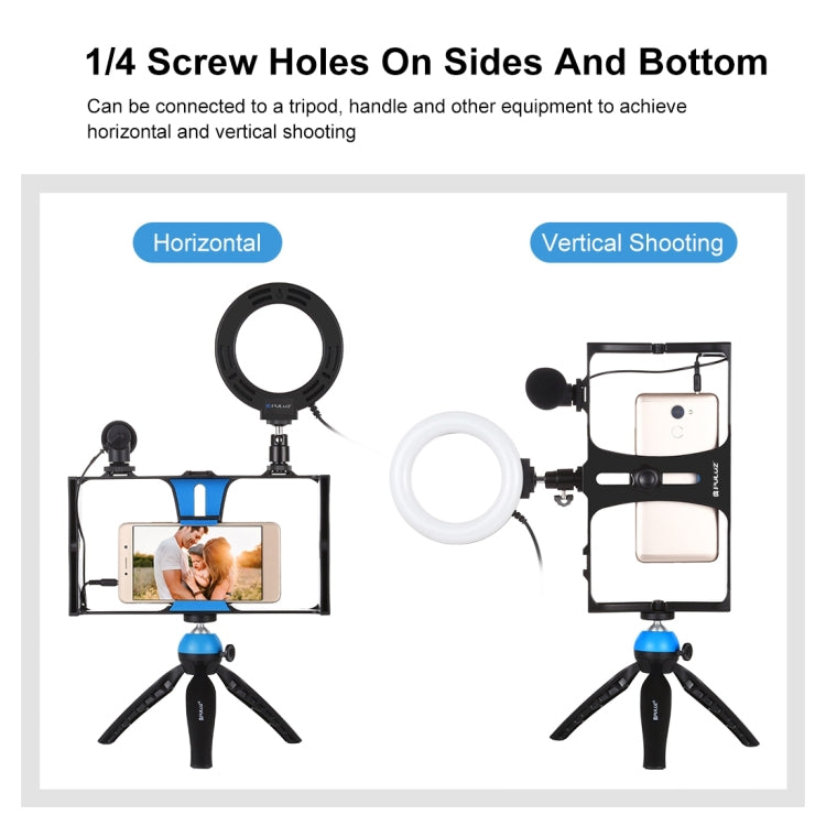 PULUZ 4 en 1 Vlogging Kit para Smartphone Anillo RGBW 4,7 pulgadas