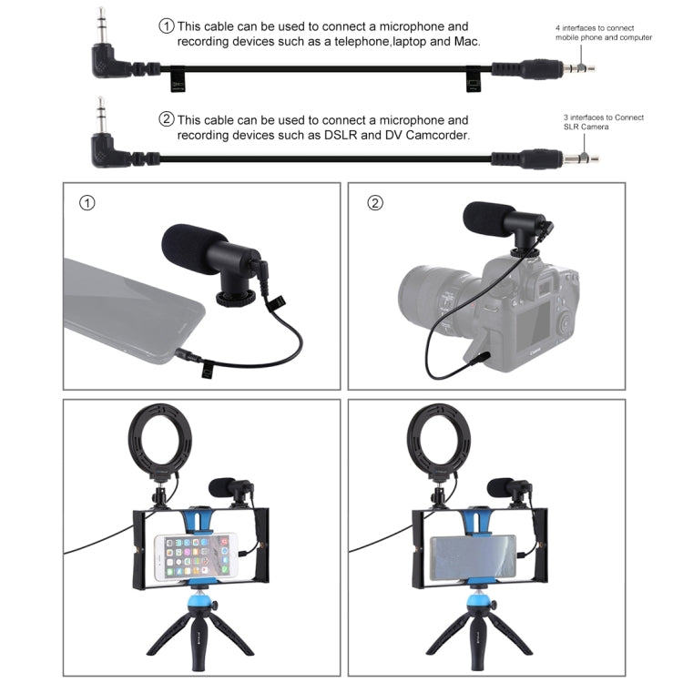 PULUZ 4 en 1 Vlogging Kit para Smartphone Anillo RGBW 4,7 pulgadas
