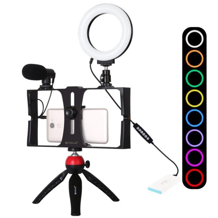 PULUZ 4 en 1 Vlogging Kit para Smartphone Anillo RGBW 4,7 pulgadas