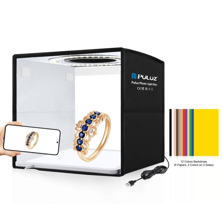 PULUZ 25cm LED Caja de Estudio CRI Alto Fondo 12 Colores
