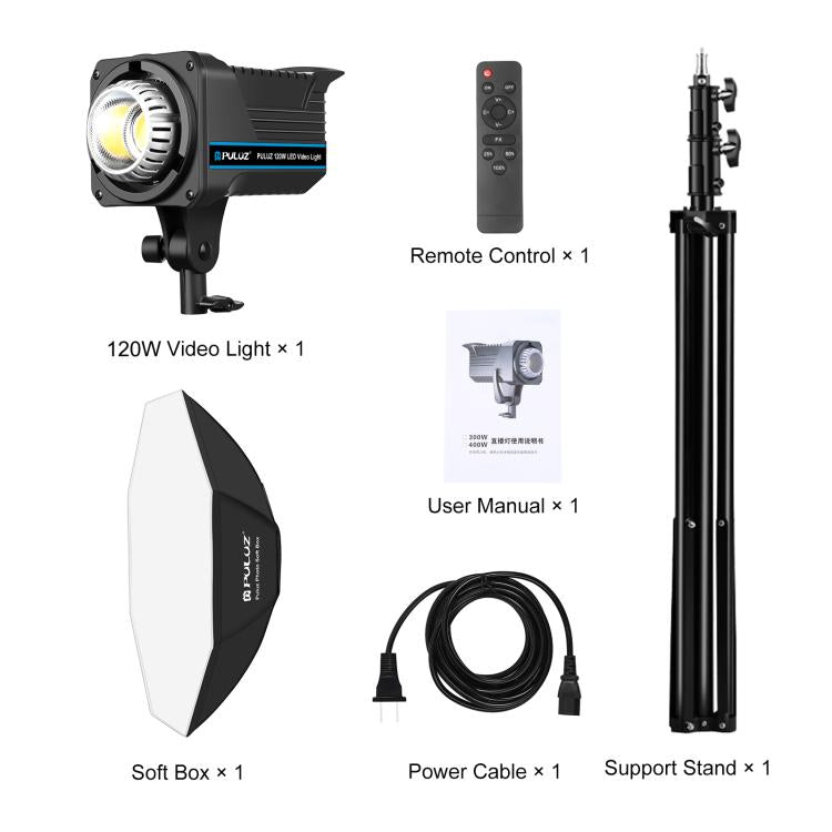PULUZ 150W 3200K-5600K Estudio Luz Kit Con Softbox CRI Alto