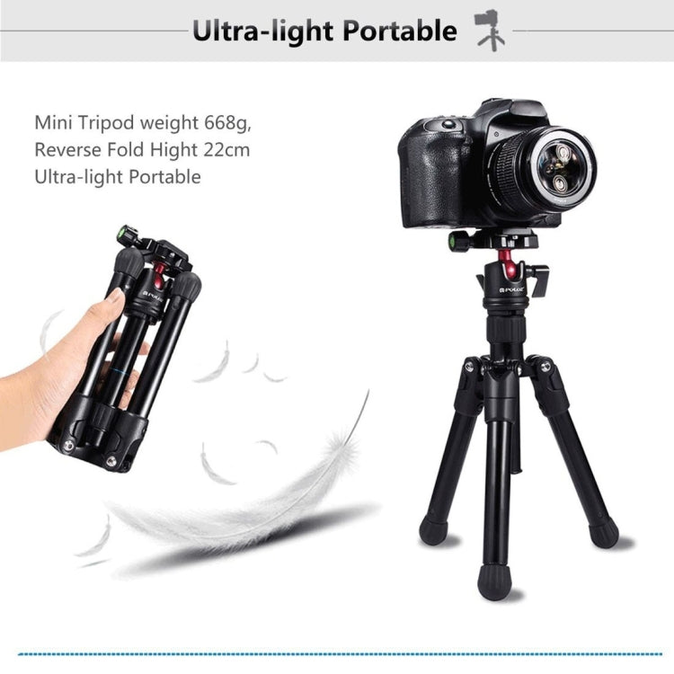 PULUZ Pocket Mini Microspur Trípode Rótula 360 Grados
