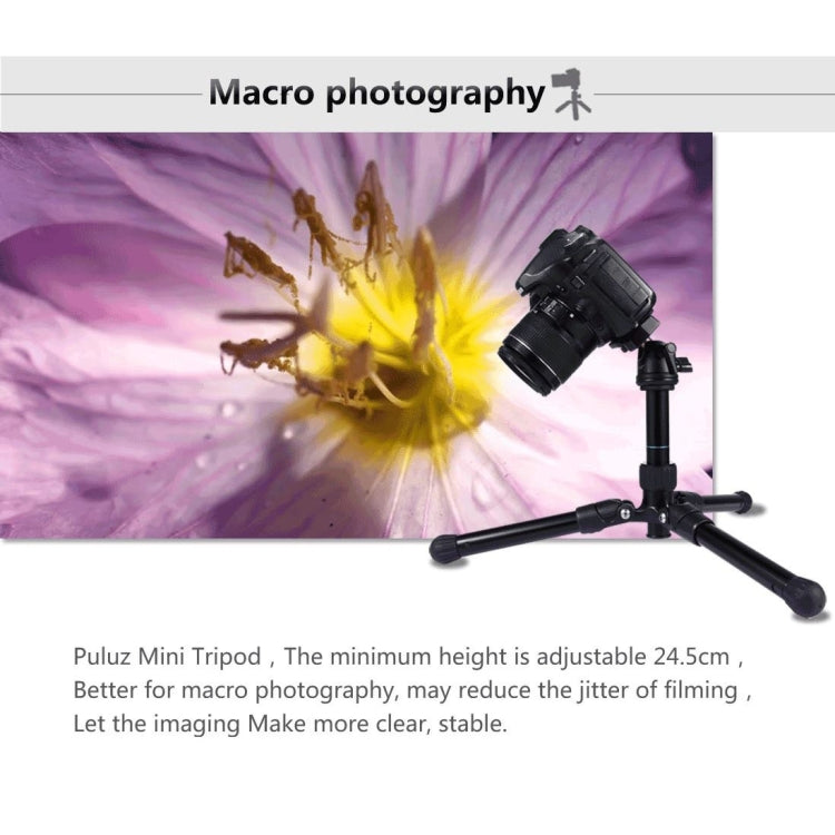 PULUZ Pocket Mini Microspur Trípode Rótula 360 Grados