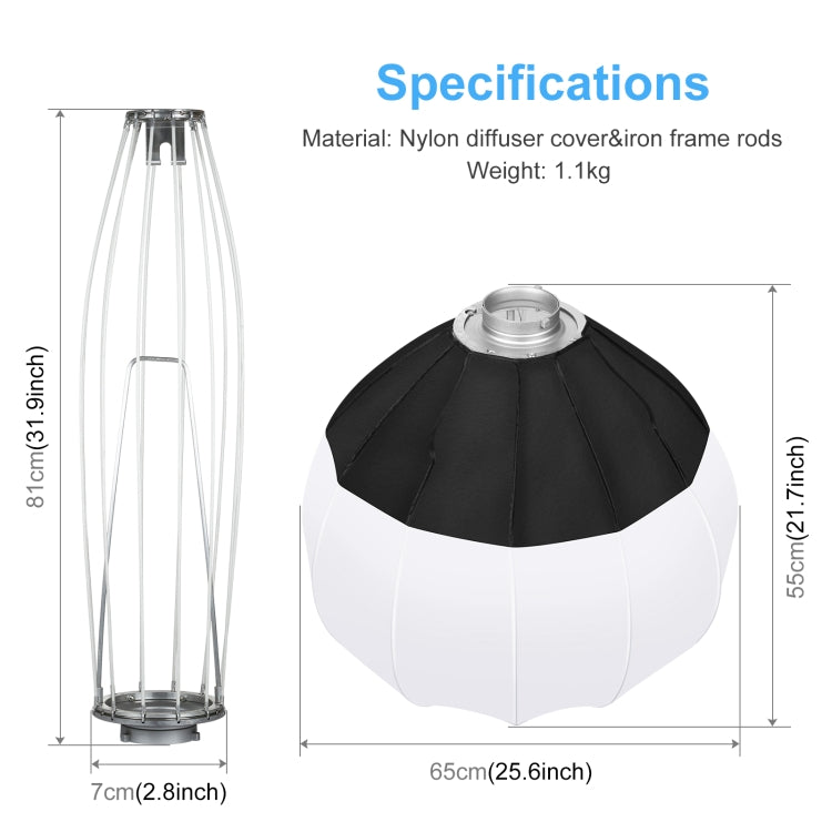 PULUZ 65cm Softbox SpeedLite Montaje Bowens Luz Fotografía