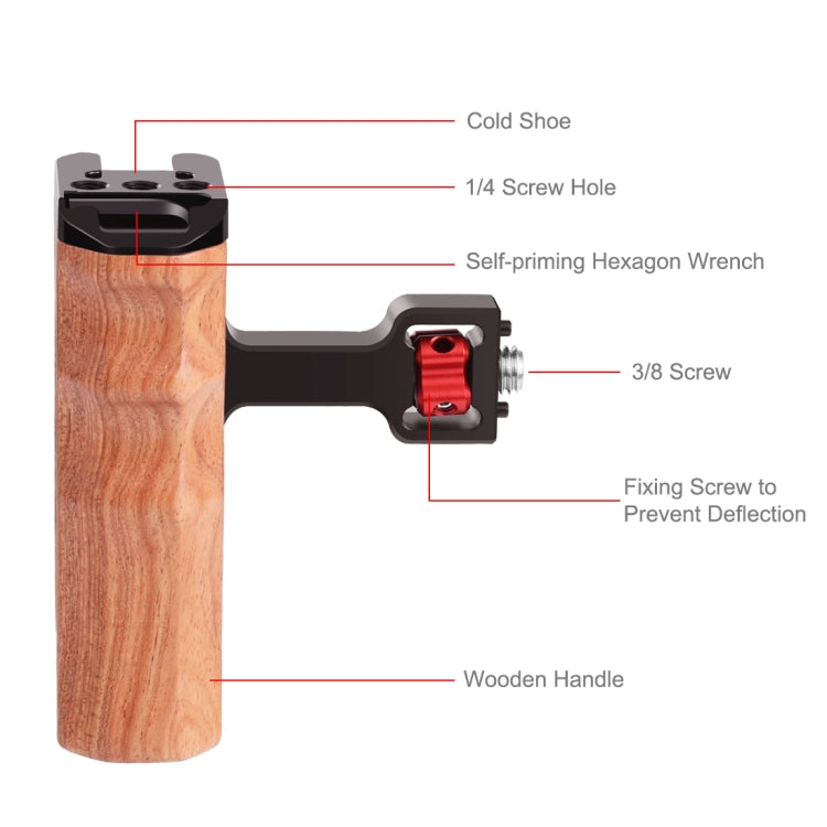 PULUZ Mango Lateral De Madera Para Camara Con Zapata Fria