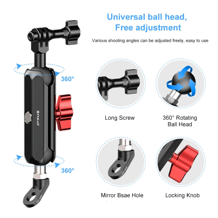PULUZ Soporte Brazo Mágico CNC Retrovisor Moto 360 Grados