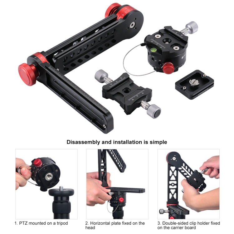 PULUZ Kit Placa Liberación Rápida Cabeza Esférica Panorámica 720 Grados Aluminio