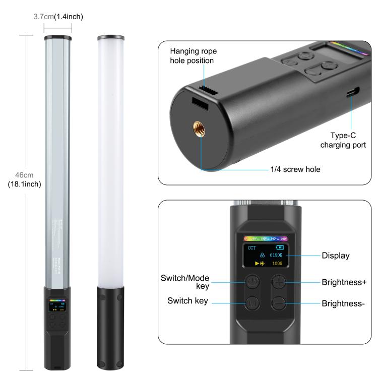 PULUZ 132LED Luz De Relleno RGB Portátil Para Fotografía