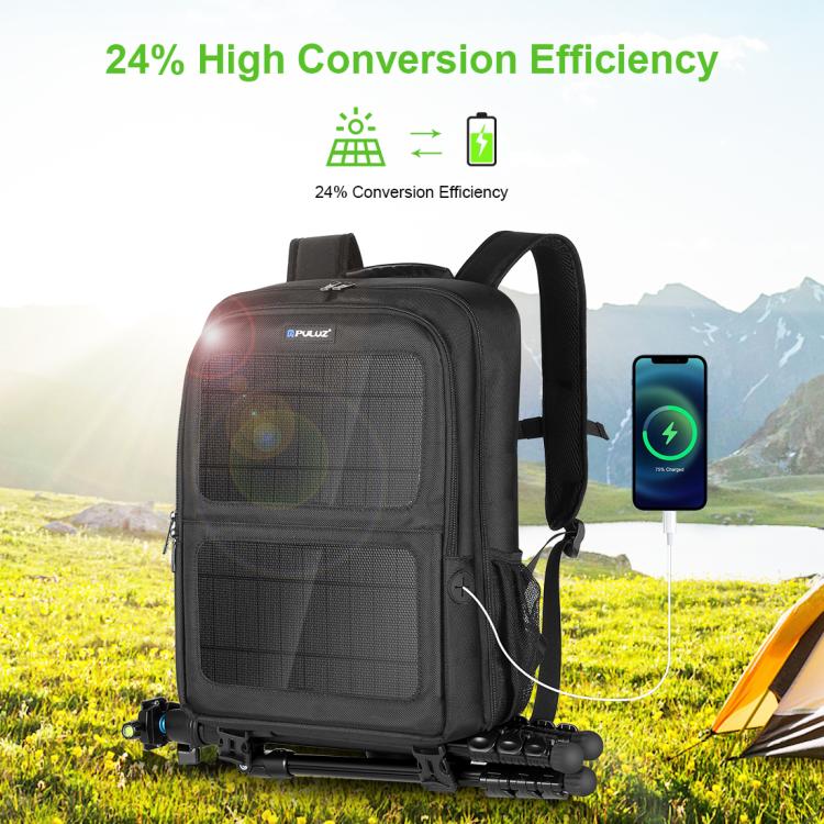 PULUZ Mochila Para Cámara Portátil Con Energía Solar