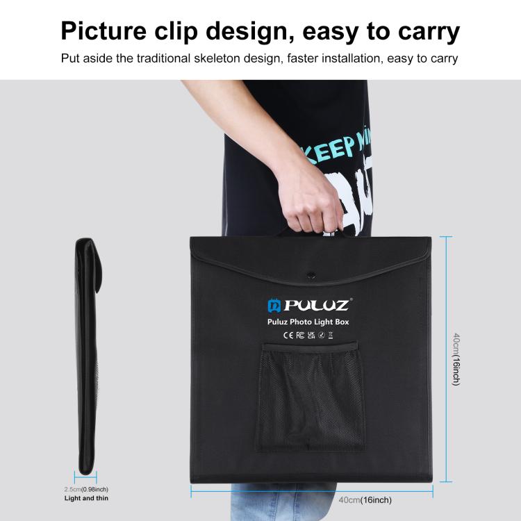 PULUZ 40cm Foldable Studio Kit Portátil Iluminación 5500K