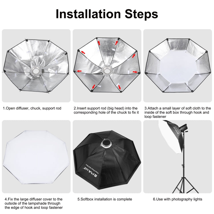 PULUZ 95cm Speedlite Softbox Octogonal Bowens Montaje Kit