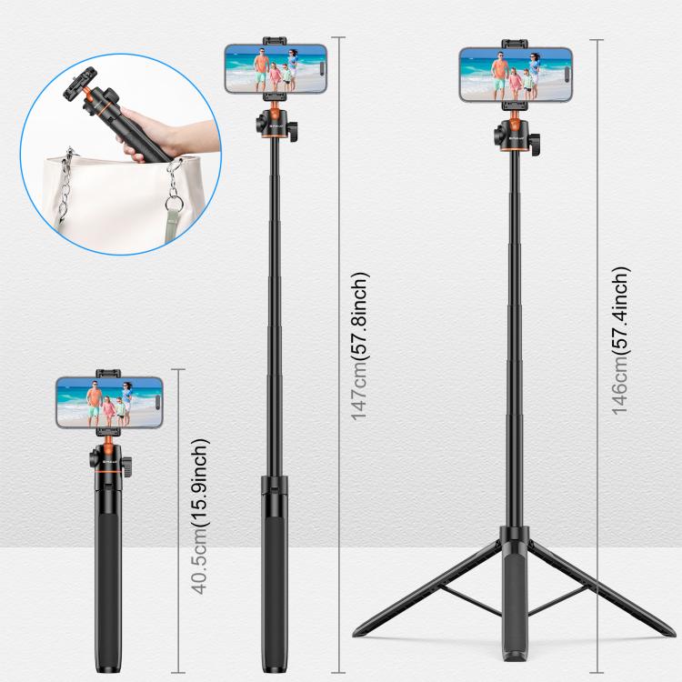 PULUZ Trípode Selfie Teléfono 1,3 m Rotación 360 Grados