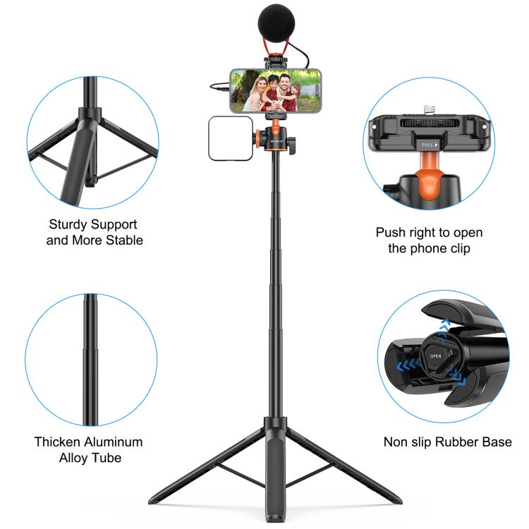 PULUZ Trípode Selfie Teléfono 1,3 m Rotación 360 Grados