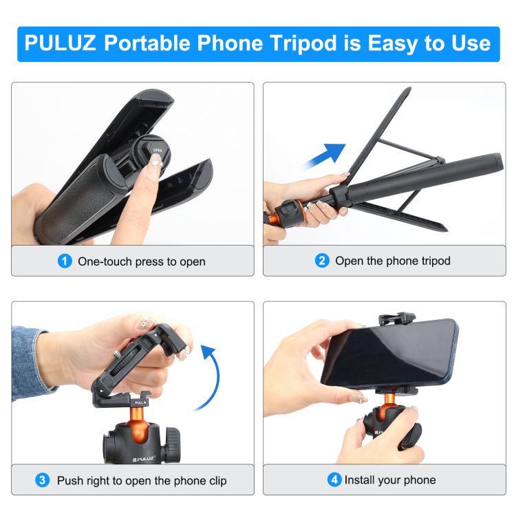 PULUZ Trípode Selfie Teléfono 1,3 m Rotación 360 Grados