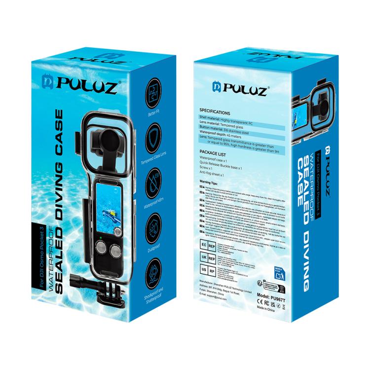 PULUZ DJI Osmo Pocket 3 Carcasa Subacuática 45m Buceo