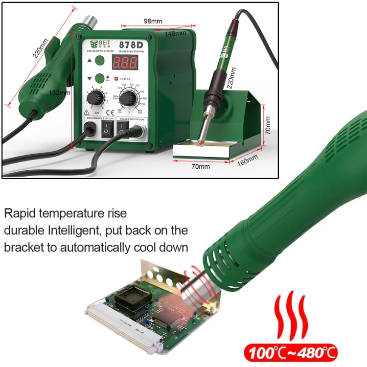 MEJOR BST-878D Estación 2 En 1 Soldadura Pistola Aire Caliente 700W Pantalla LED