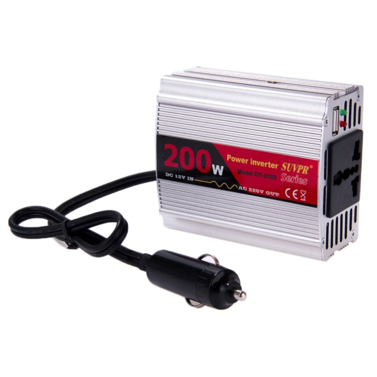 SUVPR DY-8103 Inversor Coche 200W USB 500mA Toma Universal