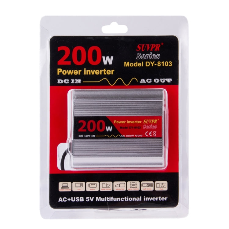 SUVPR DY-8103 Inversor Coche 200W USB 500mA Toma Universal