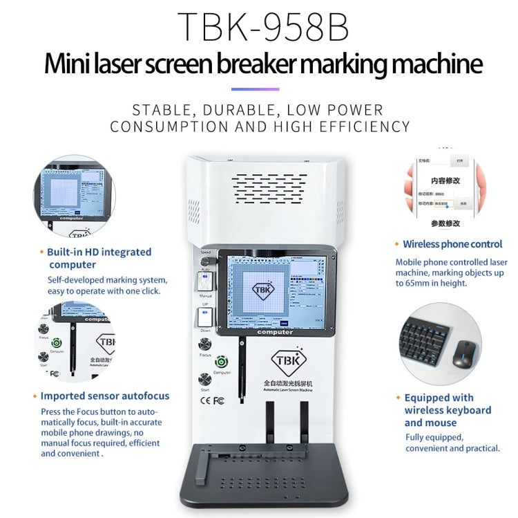 TBK TBK-958B Mini Máquina Marcado Láser Autofoco Preciso Para Pantallas