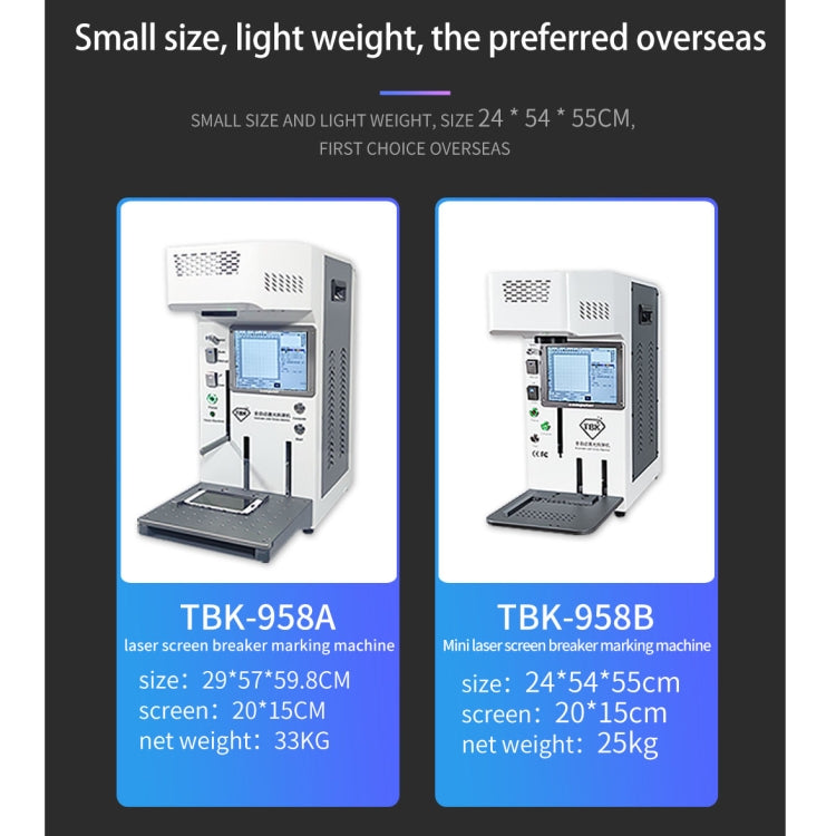 TBK TBK-958B Mini Máquina Marcado Láser Autofoco Preciso Para Pantallas
