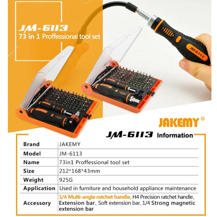 JAKEMY JM-6113 73 en 1 Set Herramientas Extensión Magnética