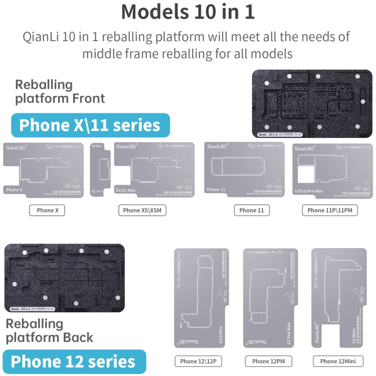 Qianli 10 en 1 Plataforma Reballing Marco Medio Precisa
