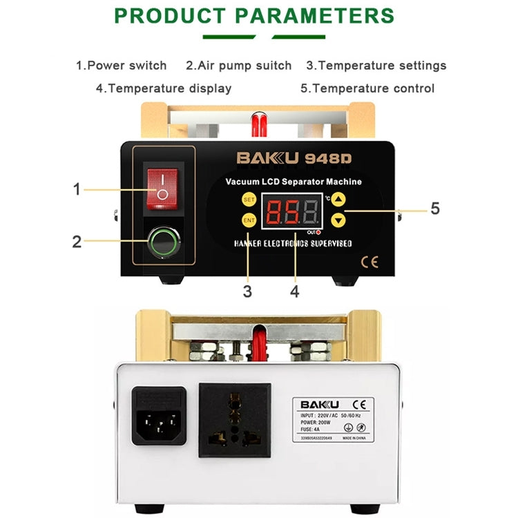 BAKU BK-948D Separador de Panel Táctil LCD al Vacío 500 W 110 V