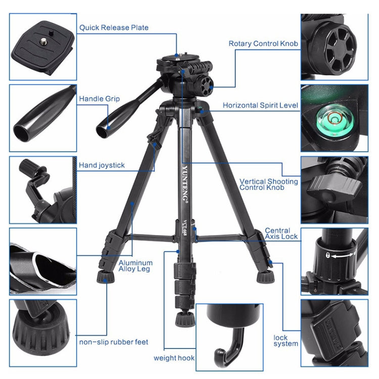 Yunteng VCT-668 Trípode de Aluminio con Cabezal 360°