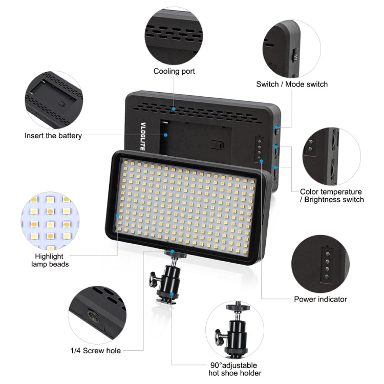 VLOGLITE W228 Luz de Relleno Fotográfica Portátil con Temperatura de Color Dual